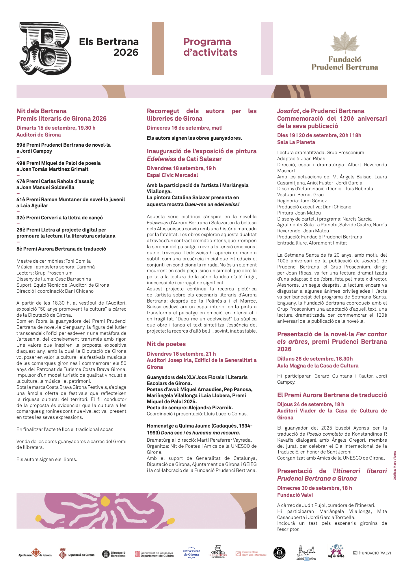 Programa d'activitats Els Bertrana 2026